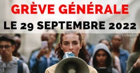 Grève générale et nationale le jeudi 29 septembre 2022